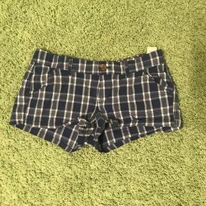 Hollister plaid navy and white shortie shorts